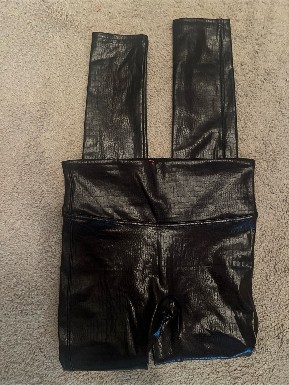 SPANX Faux Croc Leather Leggings Size S Black